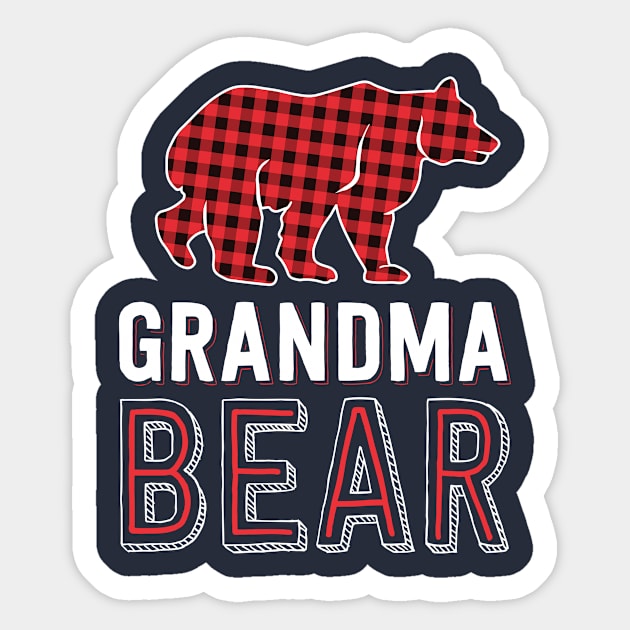 Grandma Bear Red Buffalo Plaid Matching Family Christmas Sticker by 14thFloorApparel